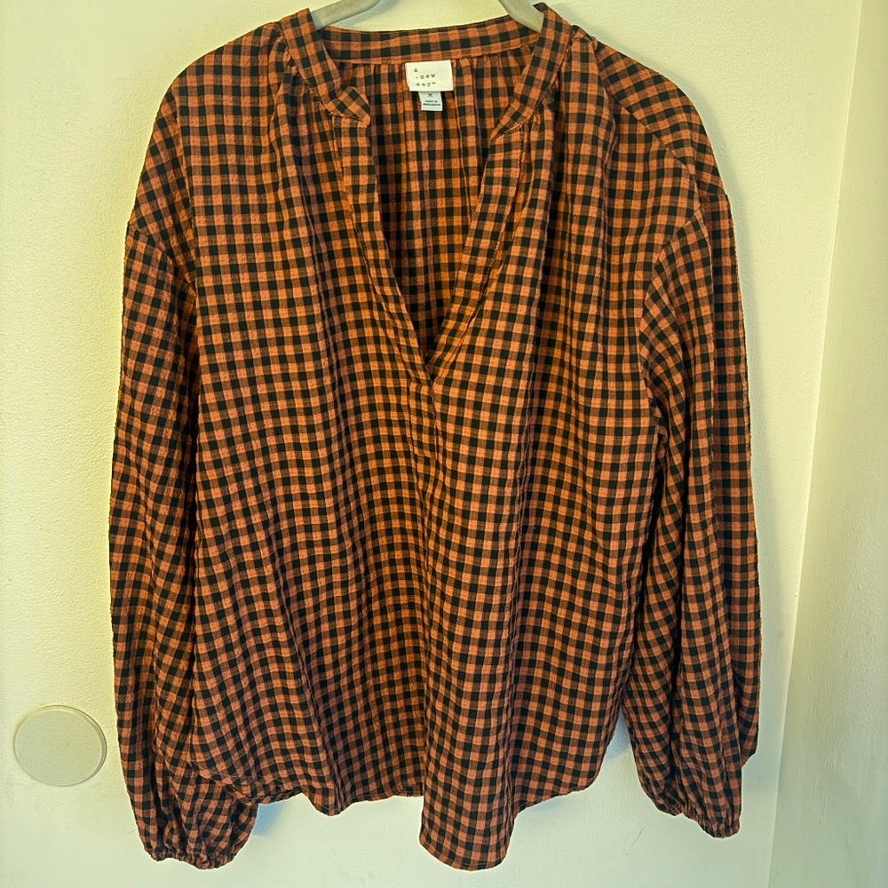 A New Day Gingham Blouse M